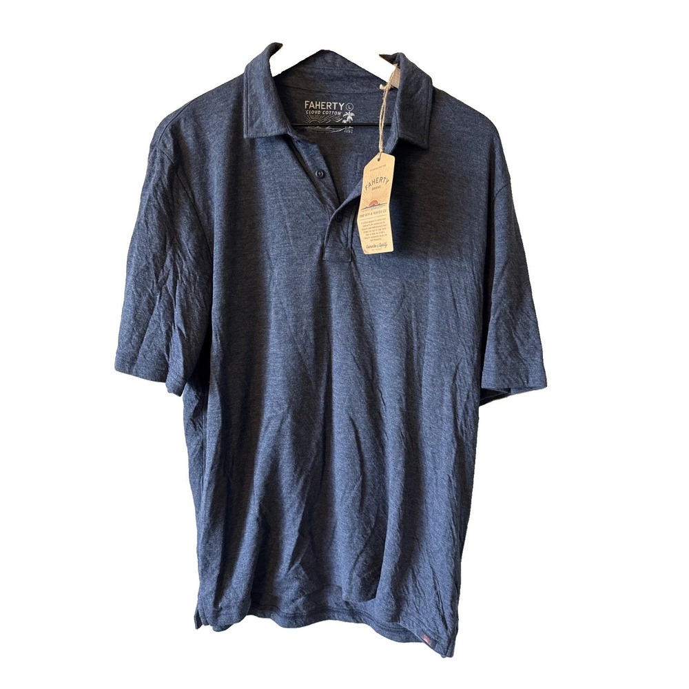 Faherty Cloud Cotton Gray Short Sleeve Henley Mens T-Shirt MKC0116-NVH Large